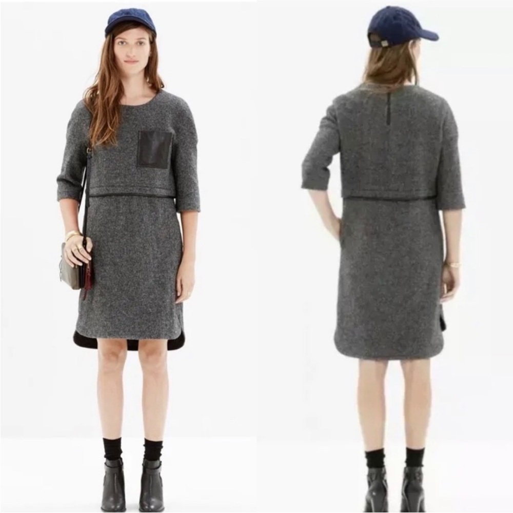 Madewell Wool Leather Pocket Installation Dress Size Medium